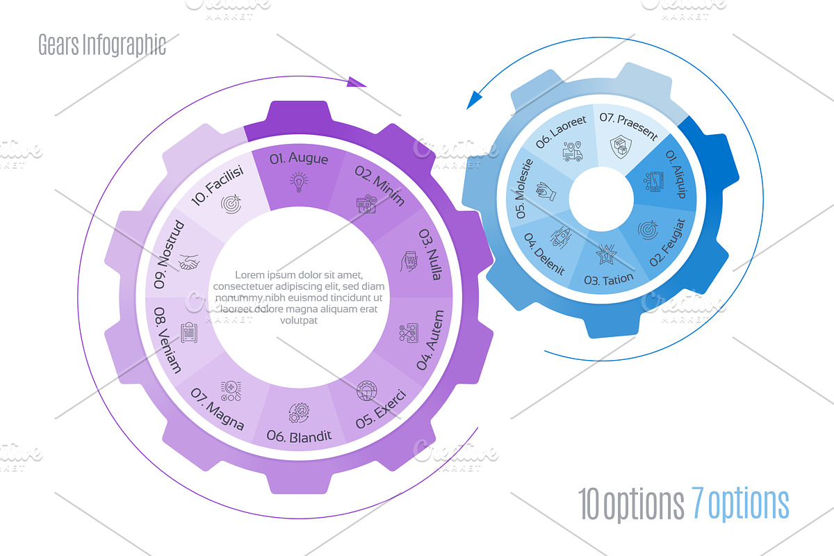Gears diagram template with 10, an Illustration by RevelStockart