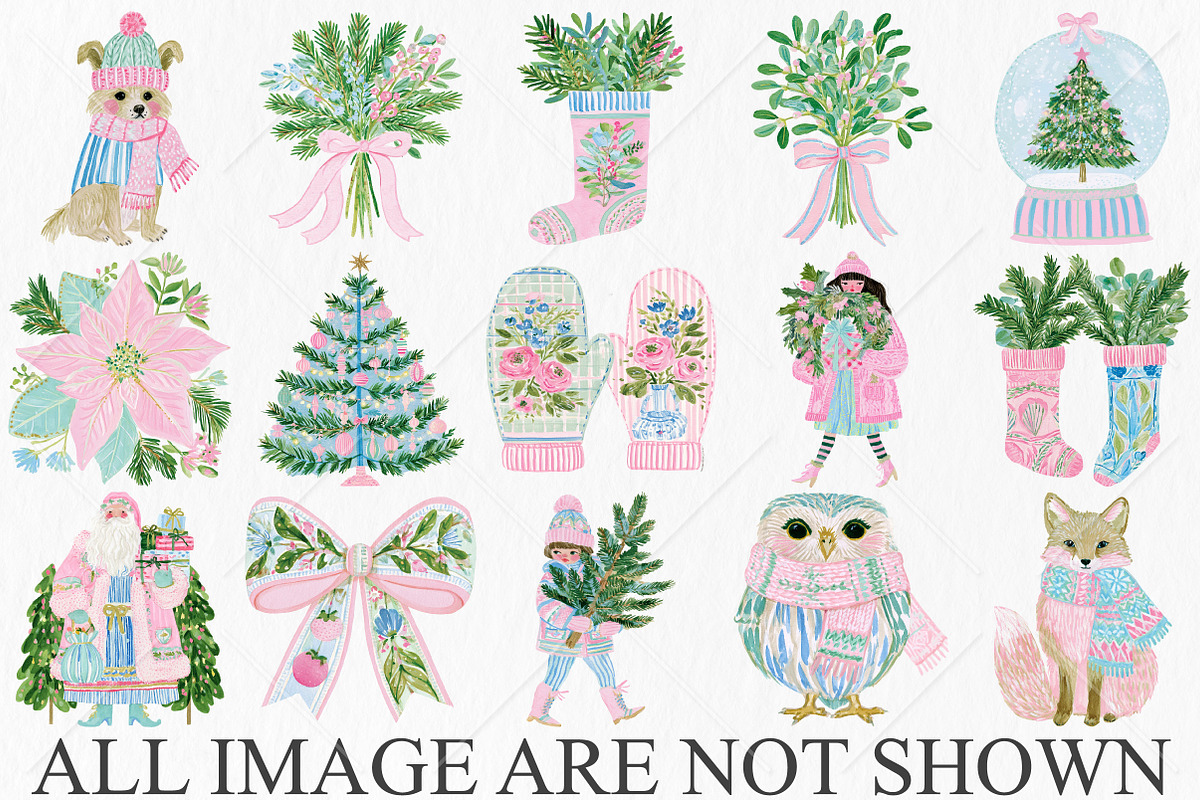 Watercolor Christmas Clipart Bundle, a Seasonal Illustration by Canvas Craft (Photo 4 of 10)