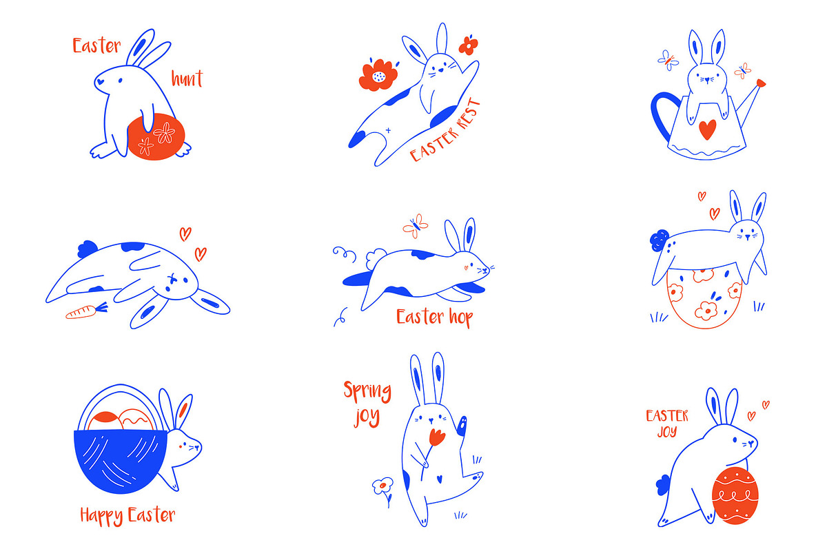Easter Rabbits – Cute Hand Drawn Set, an Animal Illustration by danceyourlife (Photo 3 of 8)