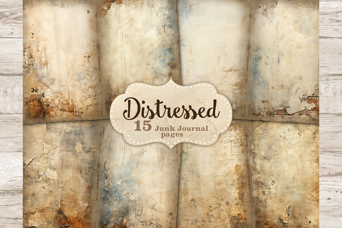 Distressed Junk Journal Pages, a Texture Illustration by GlamArtZhanna (Photo 1 of 10)