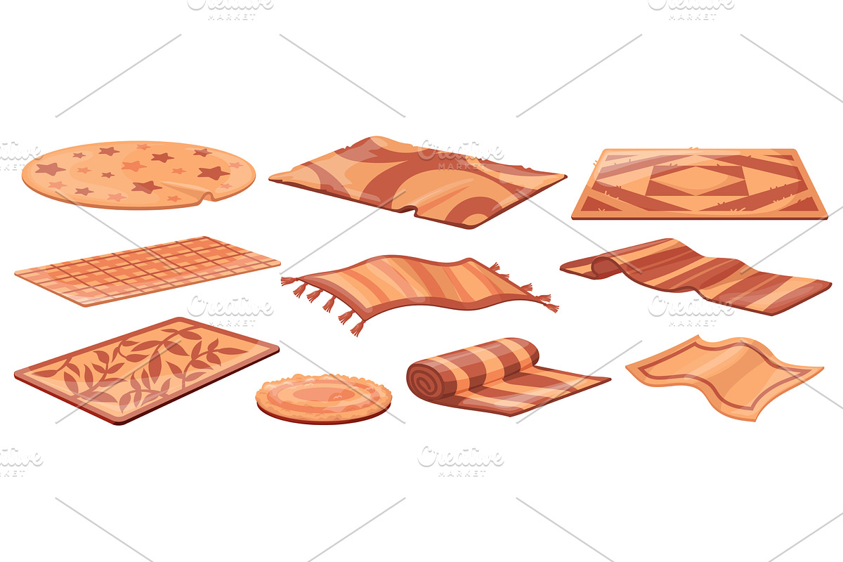 Cartoon wool carpets. Brown craft, an Object Illustration by Stock-Smart-Start