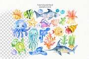Watercolor Underwater Clipart, an Animal Illustration by OllyKo Art (Thumbnail 3 of 6)