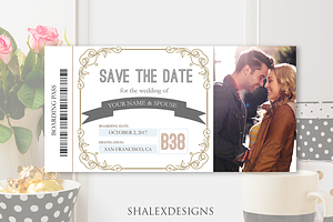Save the Date Boarding Pass Template, an Invitation Template by ShalexDesigns