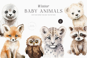 WINTER BABIES Watercolor Animals