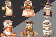 Halloween Cute Otter Clipart, an Illustration by Black Bird Studio (Thumbnail 5 of 6)