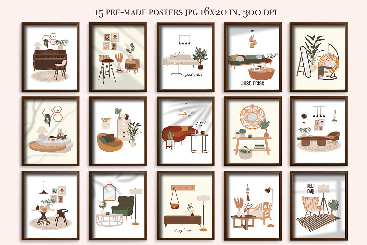Boho Furniture set. Scene creator, a Decorative Illustration by ApetekMarket (Photo 4 of 8)