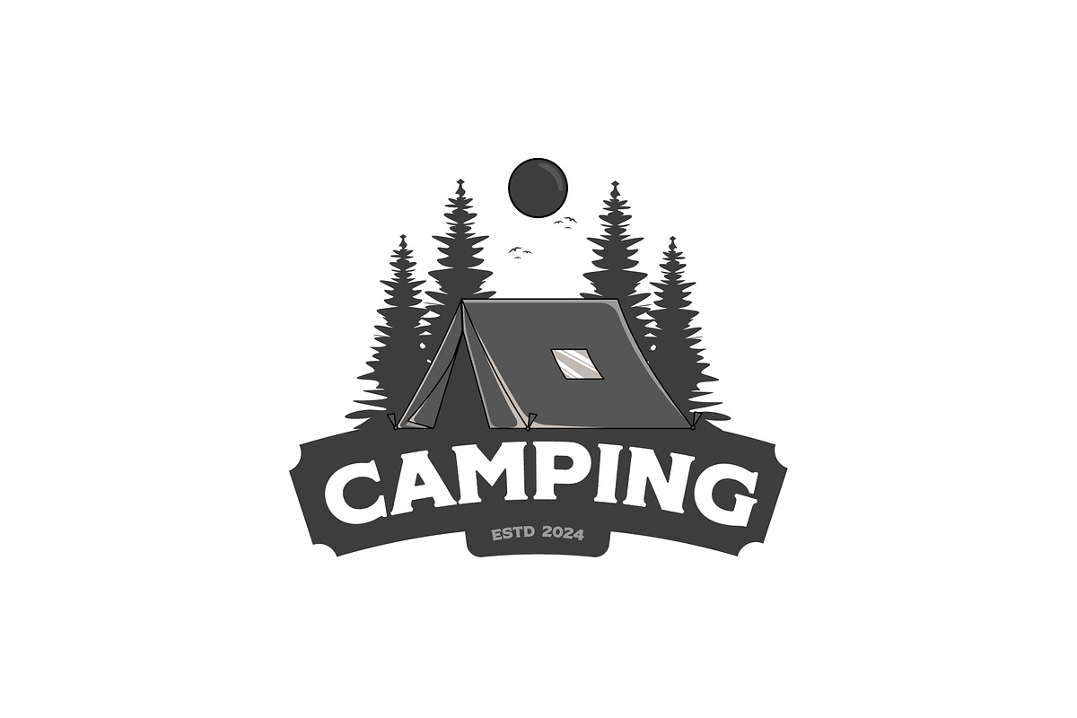 tent in a forest logo vector design, a Branding & Logo Template by Pyruos ID