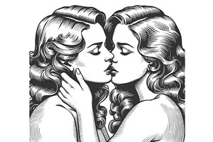Romantic Vintage Illustration of Two, a Person Illustration by AlexArt