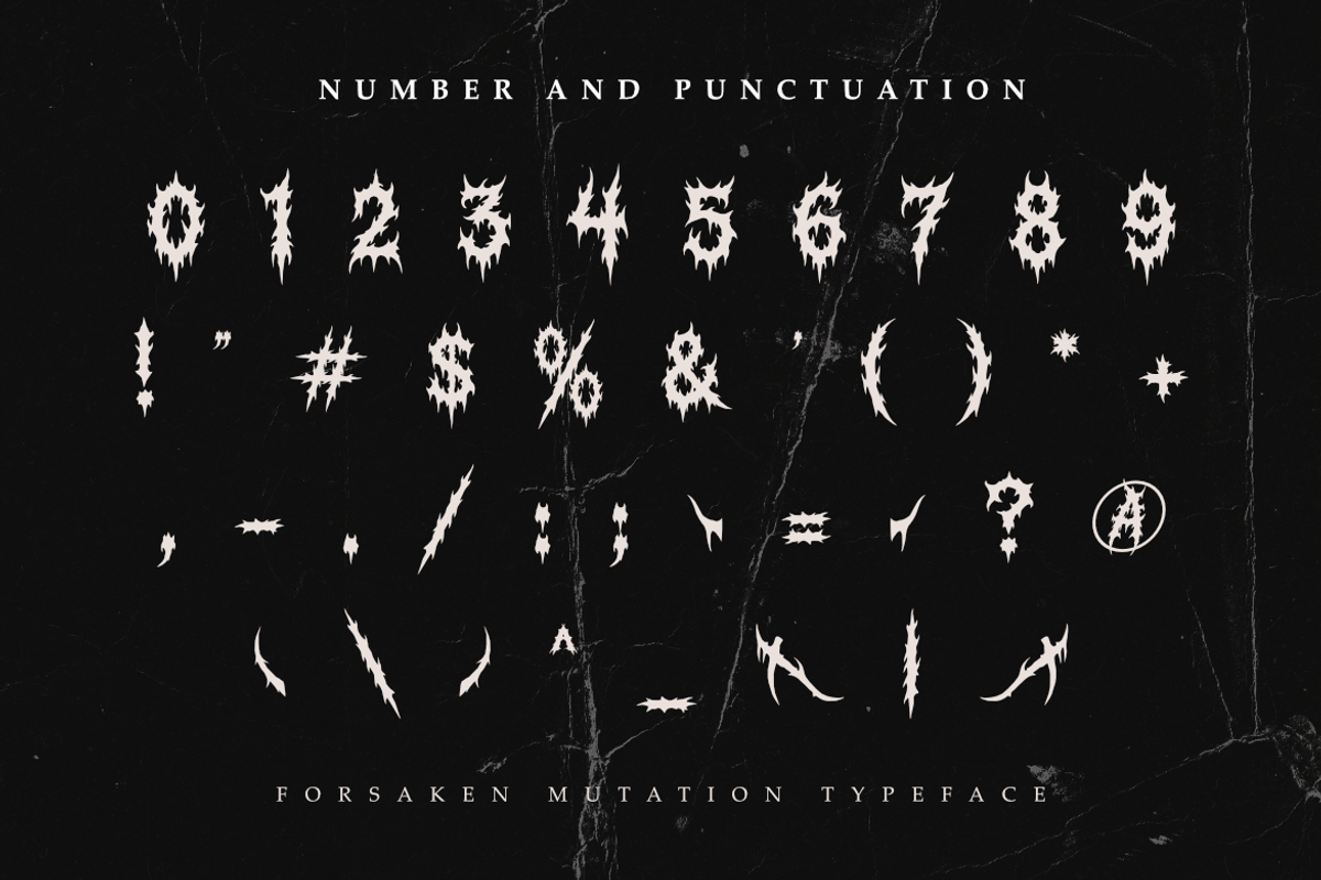 Forsaken Mutation | Death Metal Font, a Symbol Font by Masyafi Studio (Photo 4 of 9)