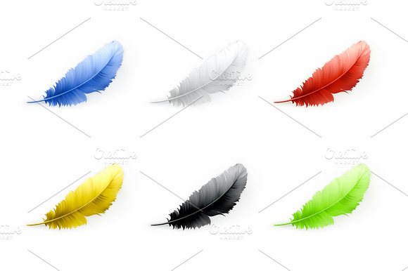 Multicolored Feathers Vector Icons