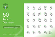 50 Touch Gestures Green & Black Icon, an Icon by IconBunny (Thumbnail 1 of 2)