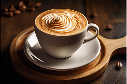 Delicious cappuccino with latte art, a Food & Drink Photo by Ylivdesign