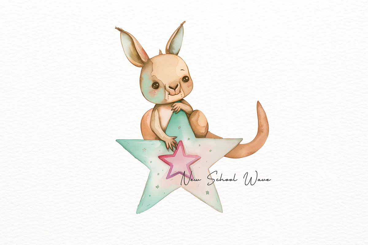 Kangaroo with Star Watercolor, an Animal Illustration by New-School-Wave (Photo 2 of 5)