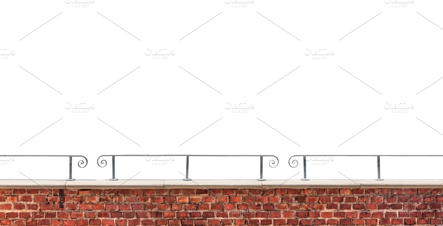 Brick wall and railing isolated, an Architecture Photo by BOOCYS