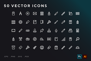Stationery icons, an Outline Icon by Wencory