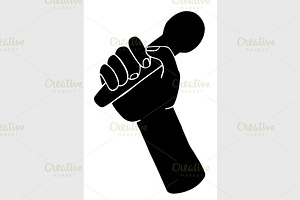 drawing a microphone in a hand