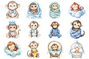 Baby Boy Monkey Clipart, an Illustration by Design Market (Thumbnail 2 of 3)