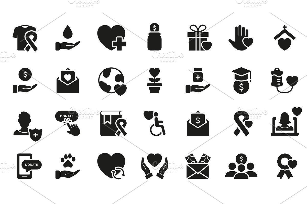 Charity and Donation Silhouette, an Object Illustration by Vector Creator