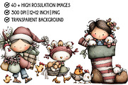 Christmas Crazy Chicken Lady Clipart, an Illustration by Pixels.Craft (Thumbnail 4 of 6)