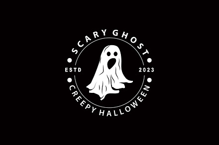 Spooky Ghost Logo Simple Halloween, a Branding & Logo Template by Maylianaw28