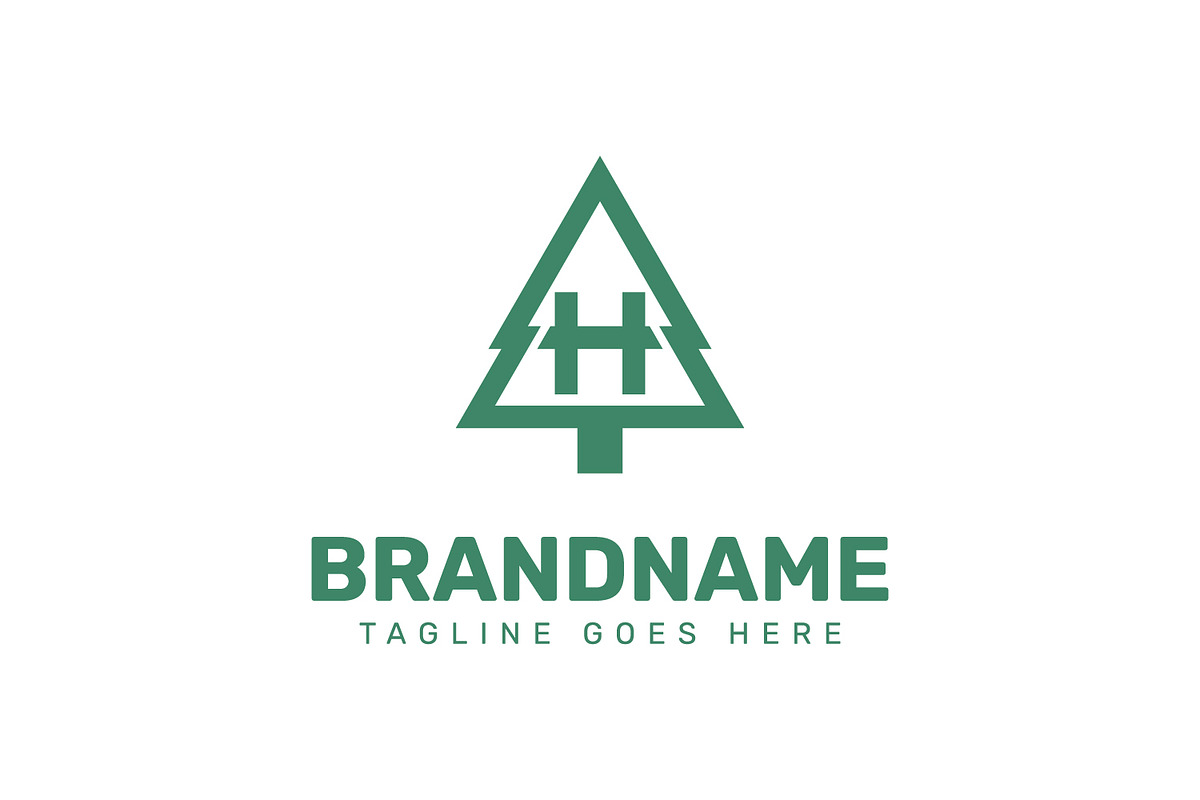 Letter H Pine Tree Logo, a Branding & Logo Template by Pray Art Design Studio
