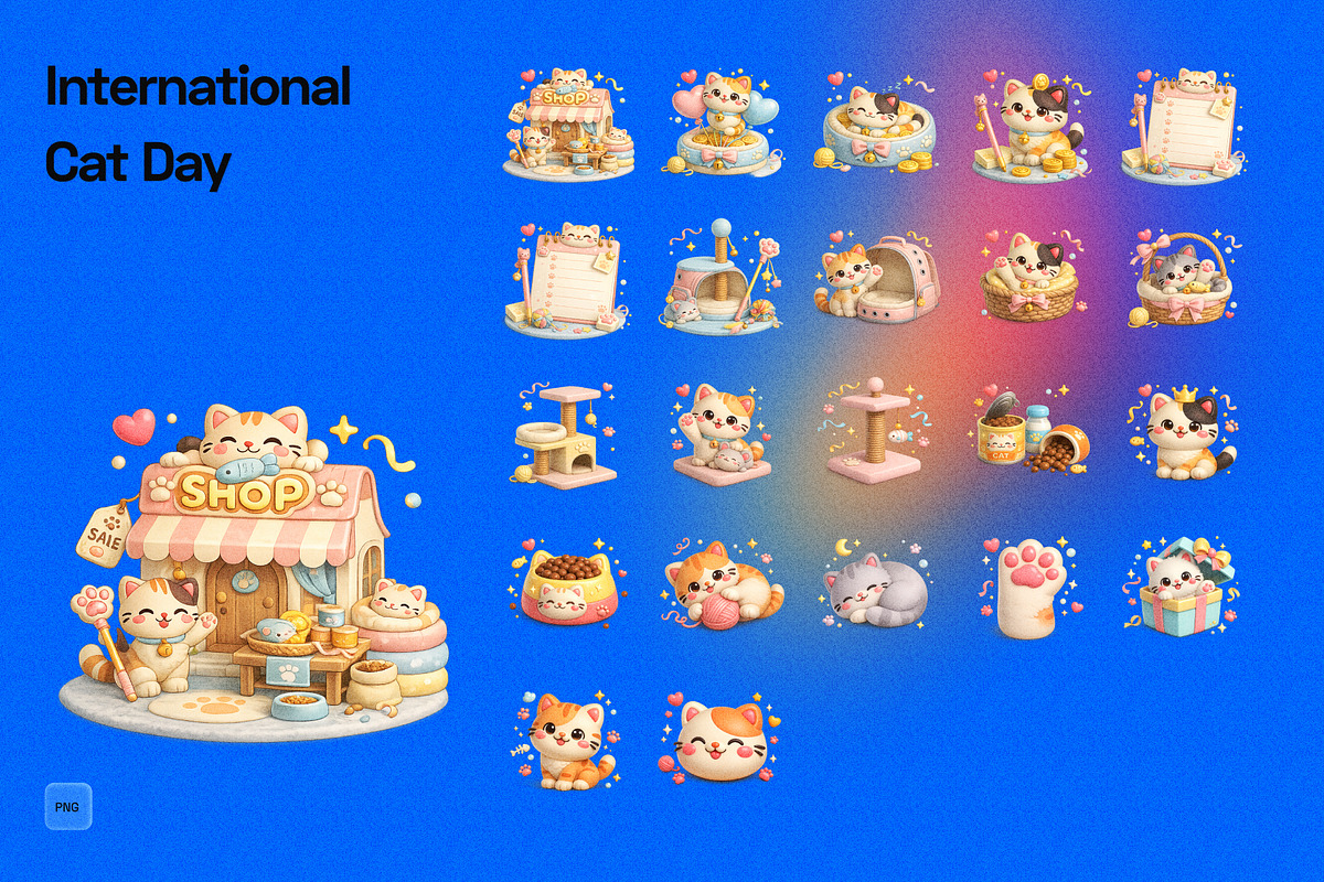3D International Cat Day, an Object Graphic by Pengedar Seni (Photo 3 of 3)