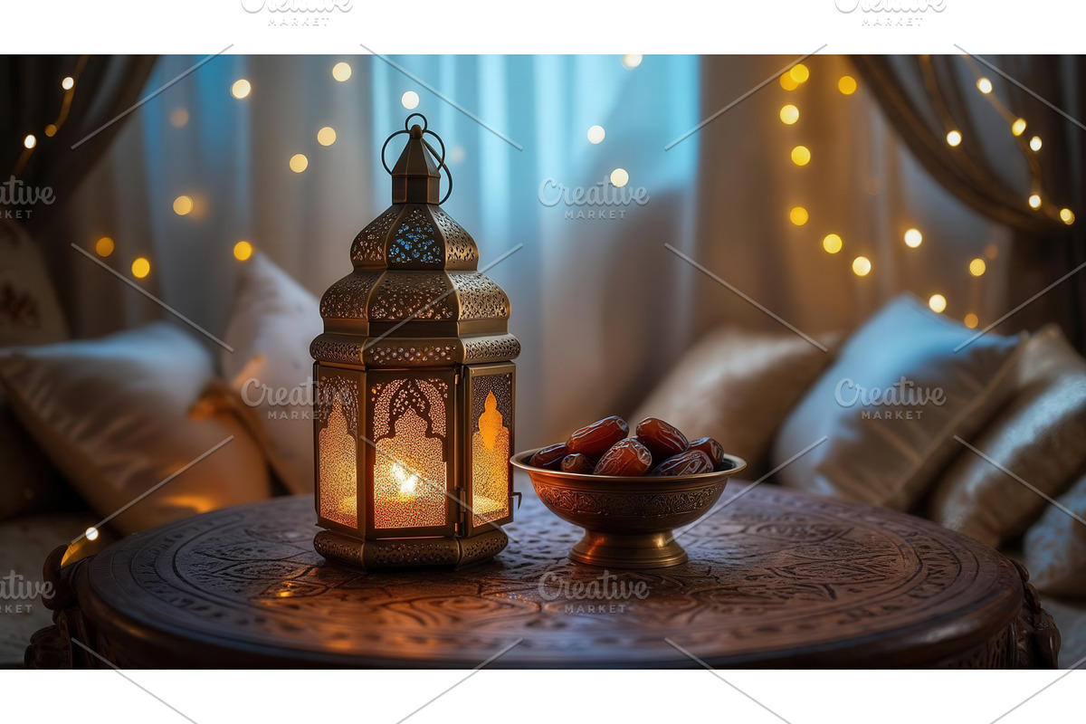 Traditional Arabic lantern with lit, an Illustration by tilialucida