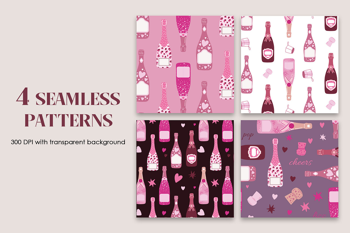 Pink Champagne Clipart, a Food Illustration by Teresa Art Store (Photo 9 of 9)