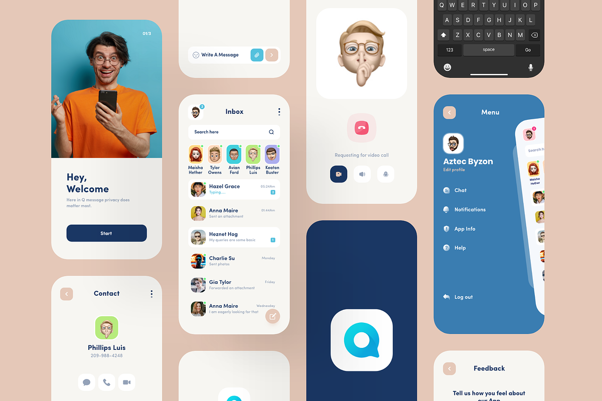 Q Message (adobe xd), an App Template by Nik Design (Photo 2 of 10)