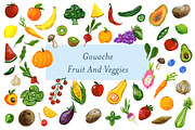 Gouache Fruit and Vegetables, an Illustration by Lavender And Sea (Thumbnail 1 of 4)