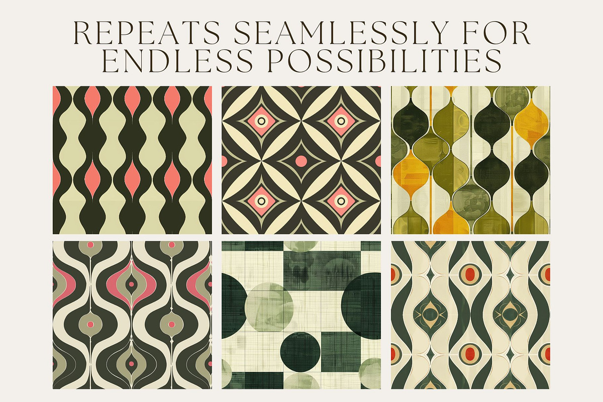 10 Olive Retro Seamless Patterns, a Pattern Graphic by Inknfolly (Photo 2 of 6)