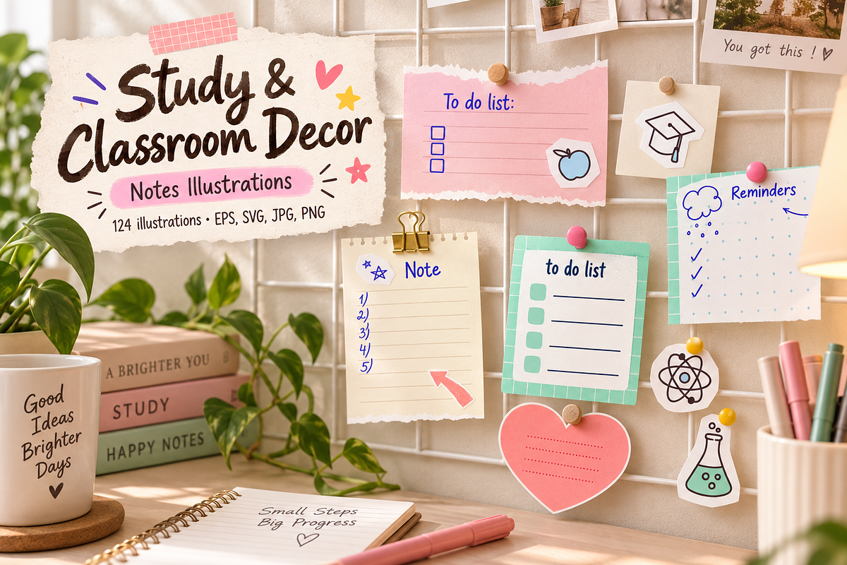 Cute Notes & Planner Illustrations, an Education Illustration by Anna Studio (Photo 8 of 12)