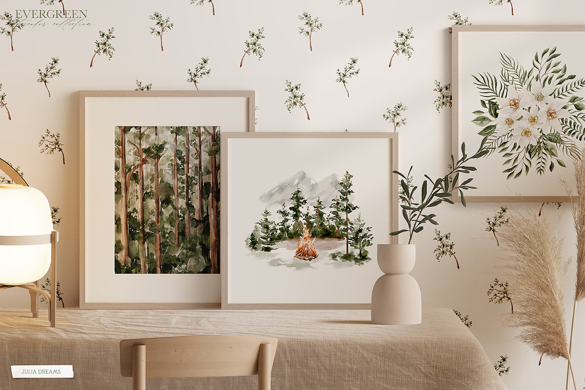 Evergreen Watercolor Forest, an Animal Illustration by Julia Dreams (Photo 10 of 10)