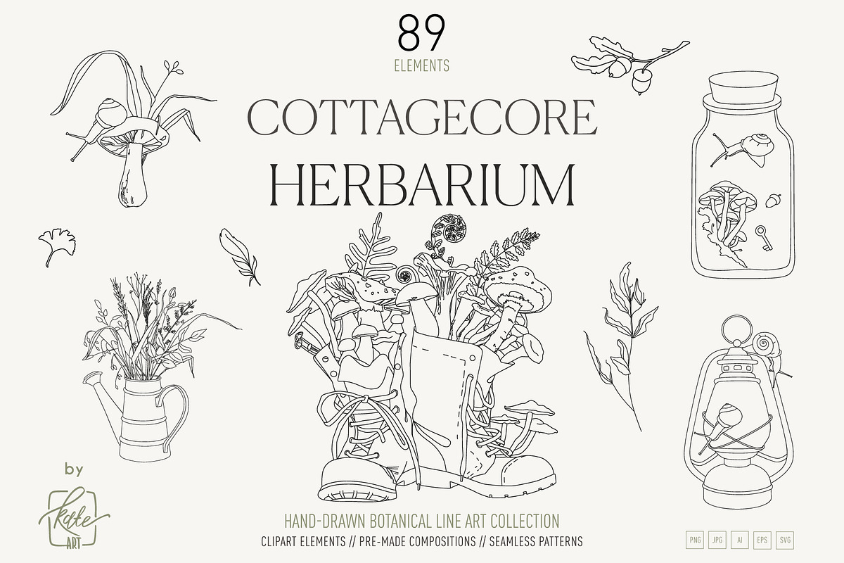 COTTAGECORE HERBARIUM, an Object Illustration by Kate Art (Photo 1 of 22)