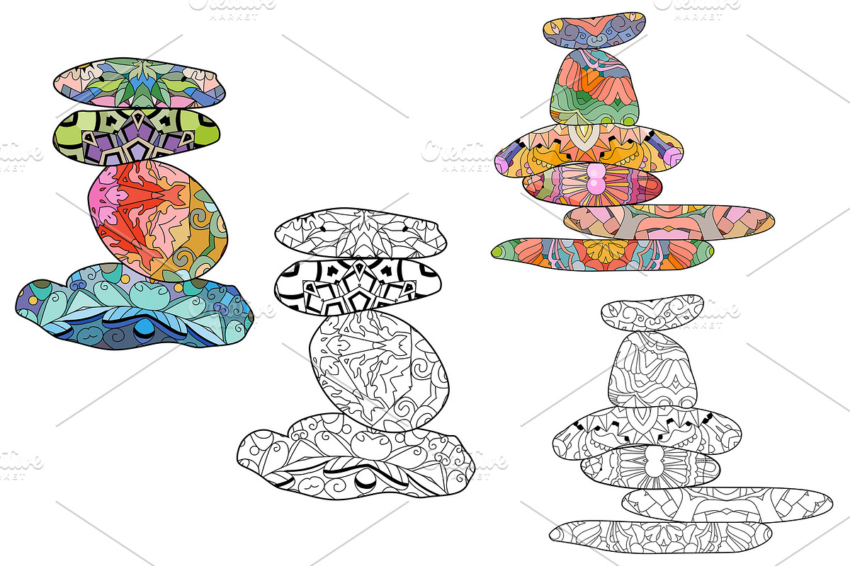 Sea stone pyramids for coloring, an Object Illustration by Watercolor fantasy (Photo 5 of 8)