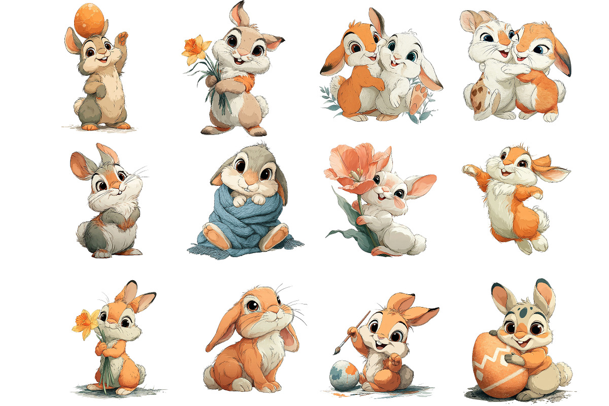 Cute Baby Rabbit Clipart, an Illustration by DreamArtGraphic (Photo 4 of 4)