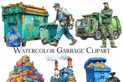 Watercolor Garbage Clipart, an Object Graphic by ArtisticTimberStudio (Thumbnail 1 of 2)