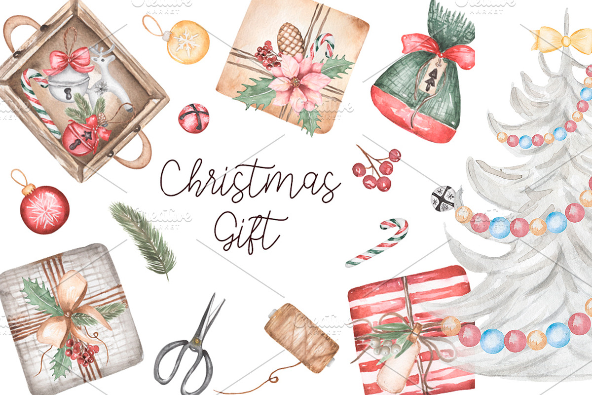Watercolor Christmas Holidays, a Seasonal Illustration by MayaNavits (Photo 11 of 16)