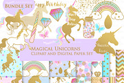 Magical Unicorns, Einhorn, Flat Gold, an Illustration by Mia's Graphic Design (Thumbnail 1 of 9)