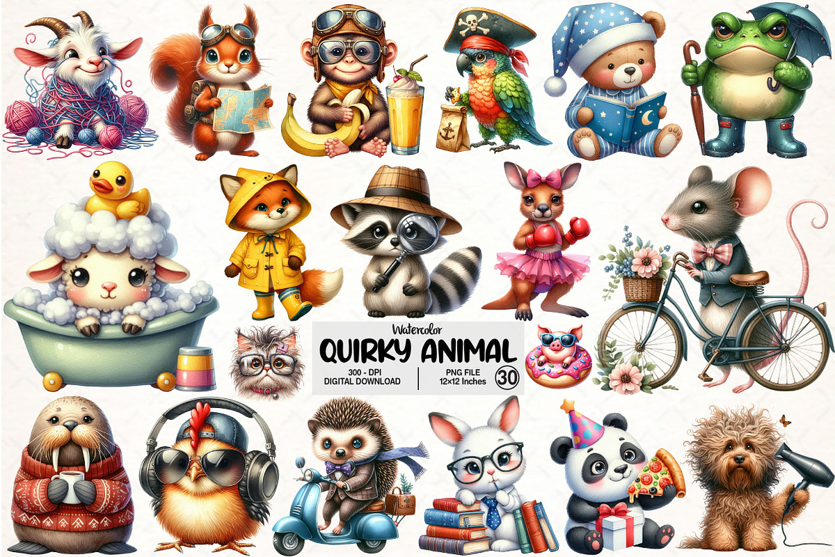 Quirky animal clipart, an Illustration by Pixels.Craft (Photo 1 of 7)