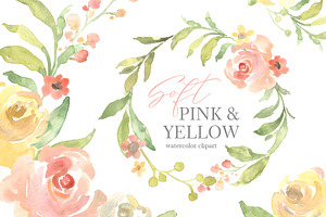 Pink & Yellow Watercolor Flowers