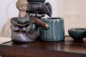 Tea service fresh beverage water ceremony incense, a Background Photo by Photo Drive Studio
