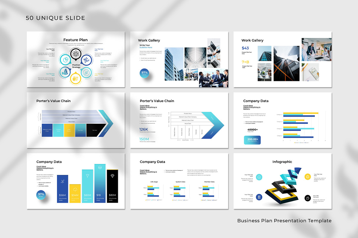 Blue Yellow Modern Business Plan Pre, a Presentation Template by Slide-Agency (Photo 9 of 11)