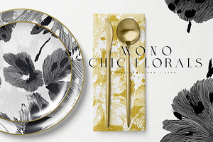 Mono Chic Abstract Floral Pattern, a Pattern Graphic by TSTUDIO