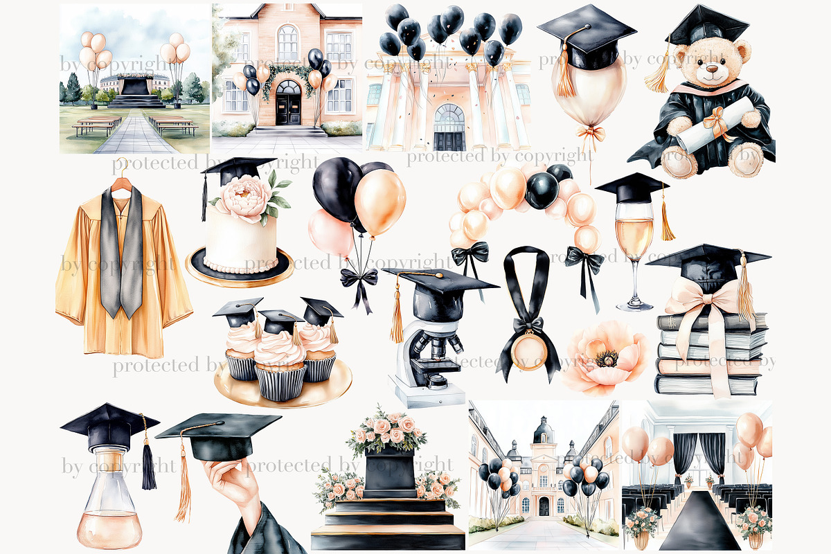 Graduation Clipart PNG, a Person Illustration by GlamArtZhanna (Photo 3 of 8)