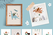 Cute Girl Explorers & Funny Dinos, an Illustration by danceyourlife (Thumbnail 3 of 11)