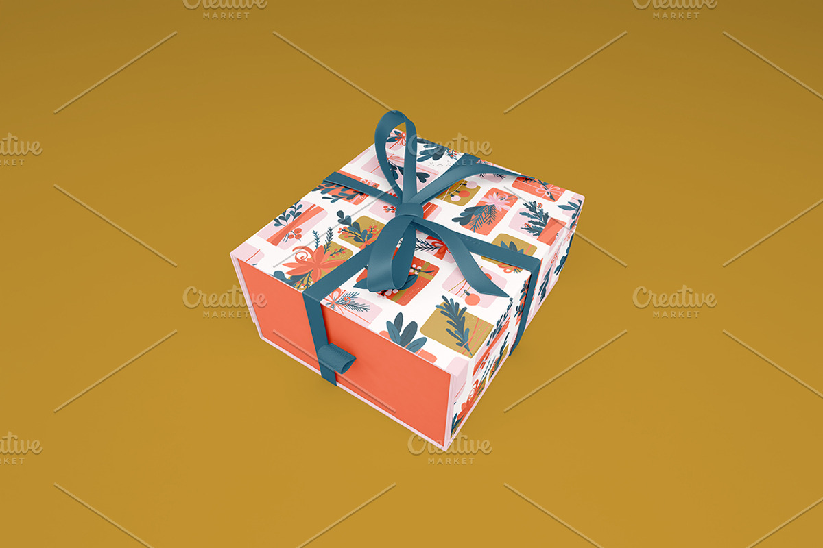 Gift Box With Ribbon Mockup, a Packaging Mockup by Qaleb Studio (Photo 1 of 3)