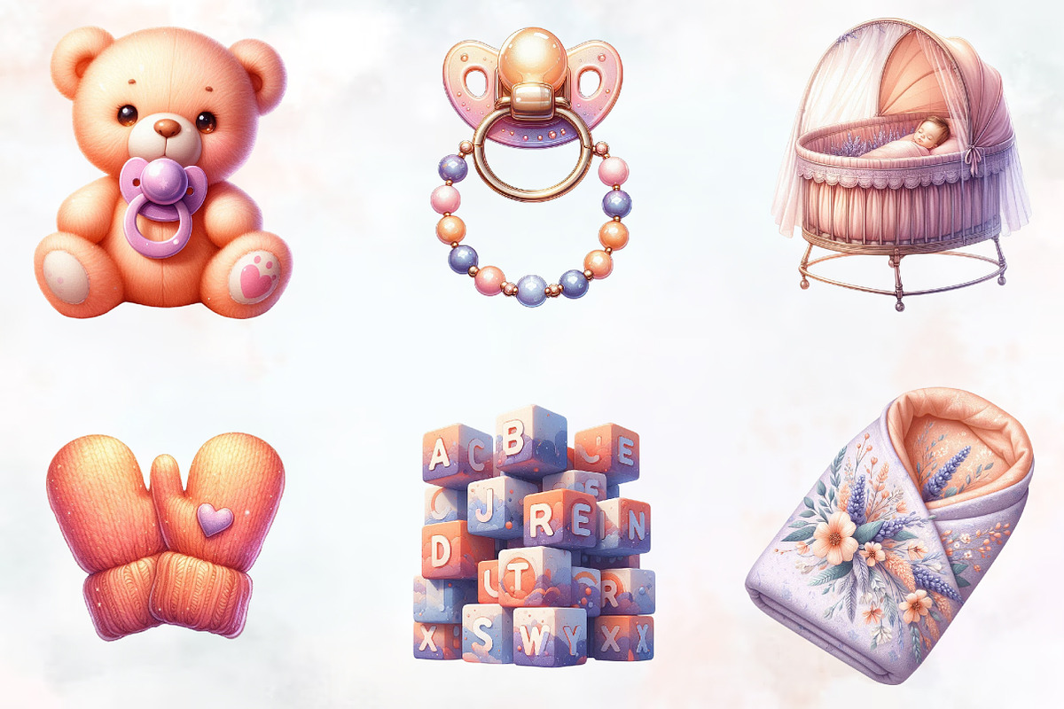 Lavender Soft Peach Baby Nursery Png, an Illustration by RobertsArt (Photo 2 of 7)