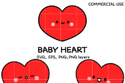 Baby Heart SVG | Cute Kawaii Heart, an Illustration by TheHitShop (Thumbnail 1 of 10)