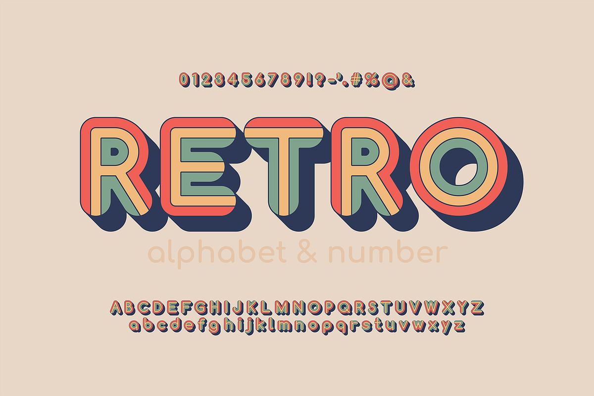 Striped Retro 70s Alphabet, a Graphic by Pro_Vector (Photo 1 of 2)
